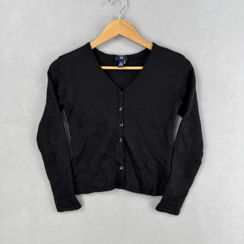 Vintage Gap Cardigan Sweater Womens Small Black Mohair Blend V Neck Button Front